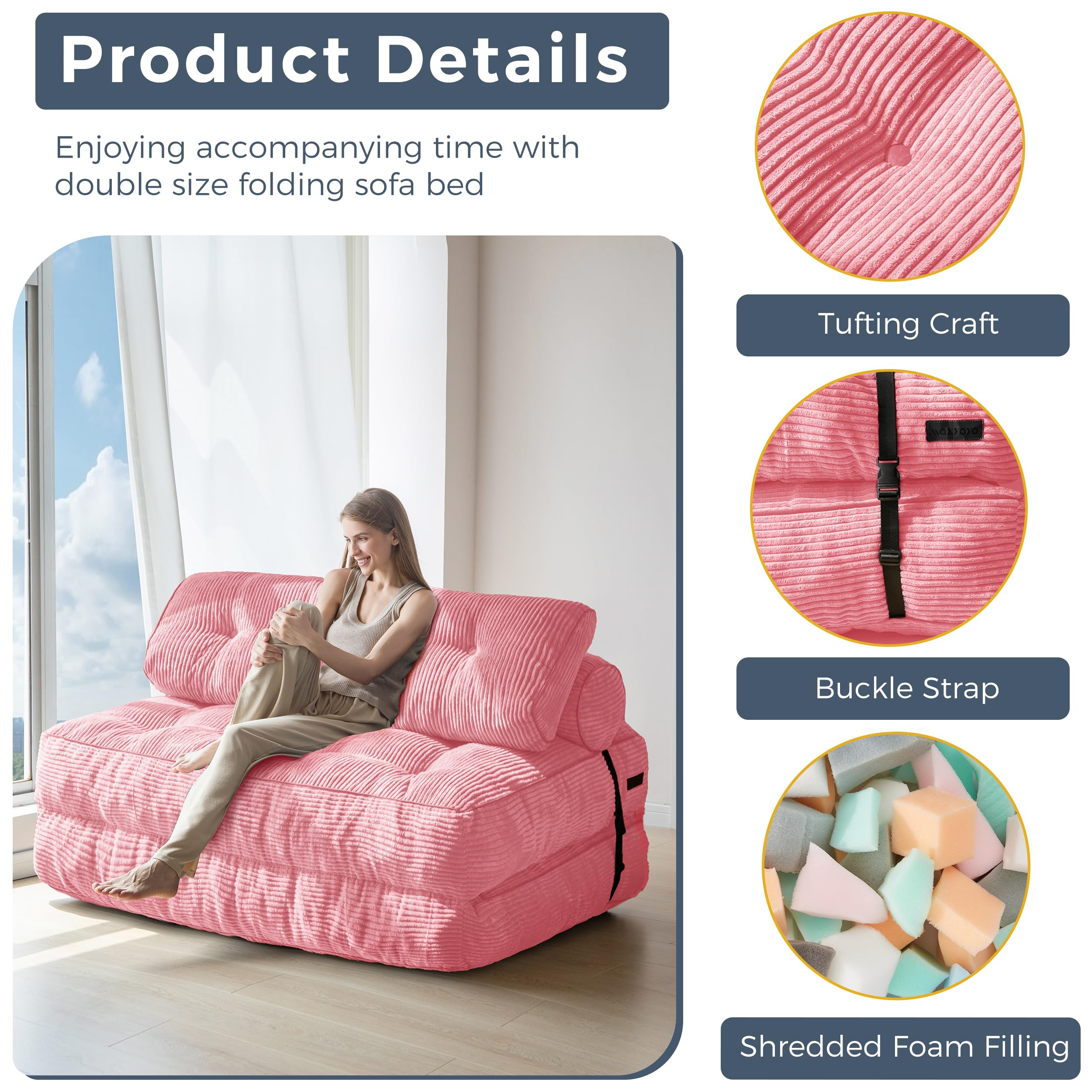Amazon.com: MAXYOYO Folding Sofa Bed, Foldable Chair Couch with